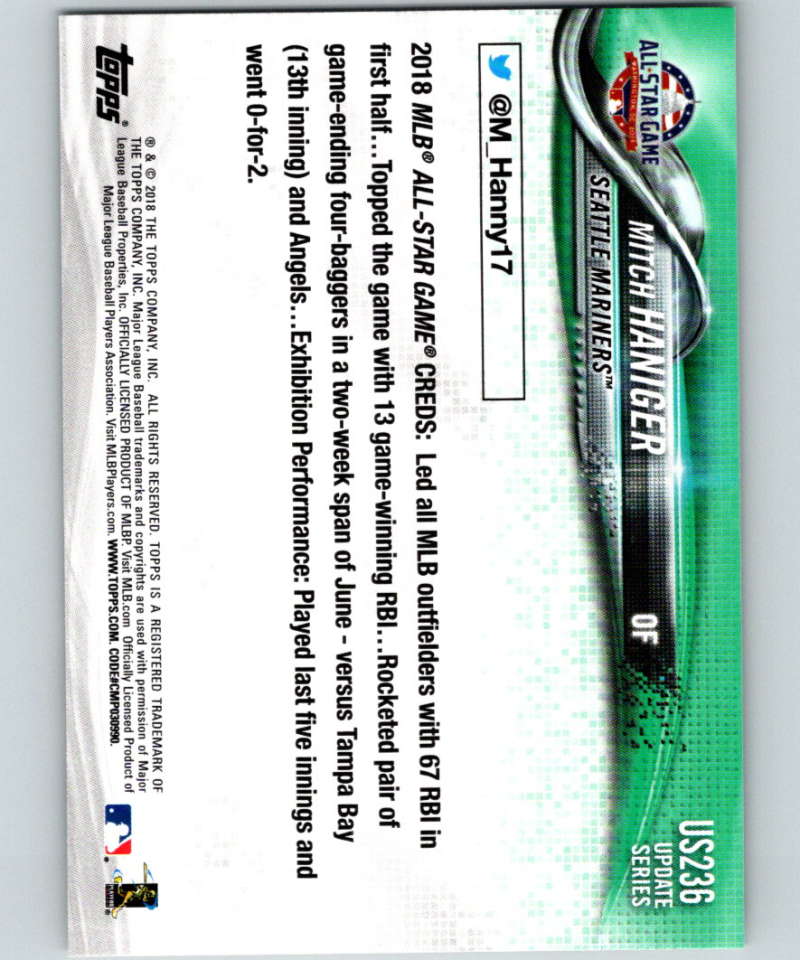 2018 Topps Update #US236 Mitch Haniger Like New Seattle Mariners