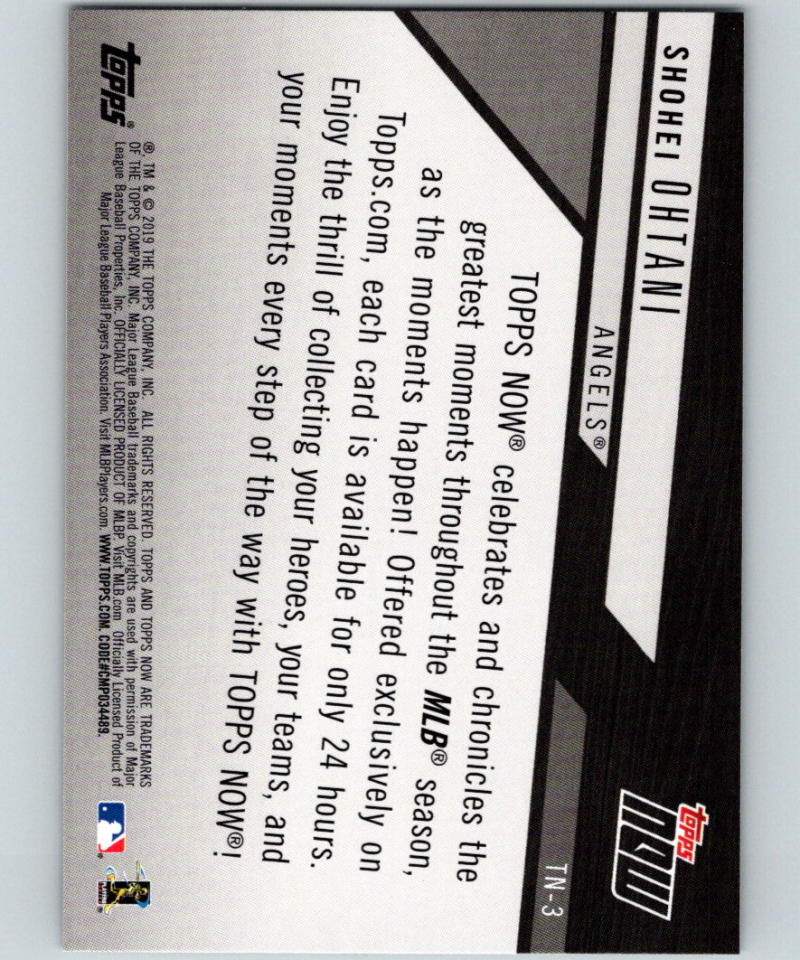 2019 Topps 2018 Topps Now Review #TN-3 Shohei Ohtani MINT Los Angeles Angels 07497