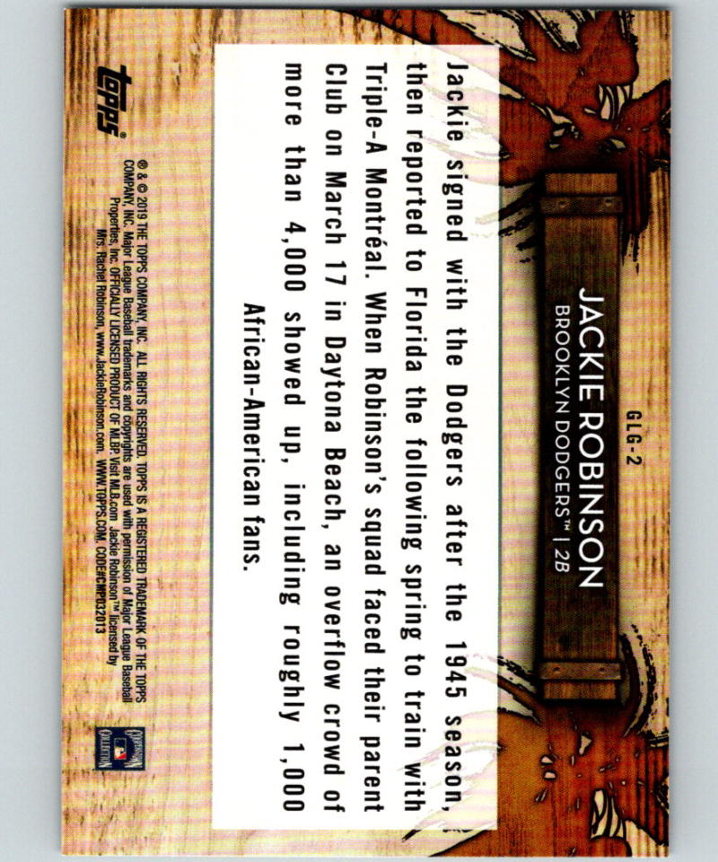 2019 Topps Grapefruit League Greats #GLG-2 Jackie Robinson MINT Brooklyn Dodgers 07507