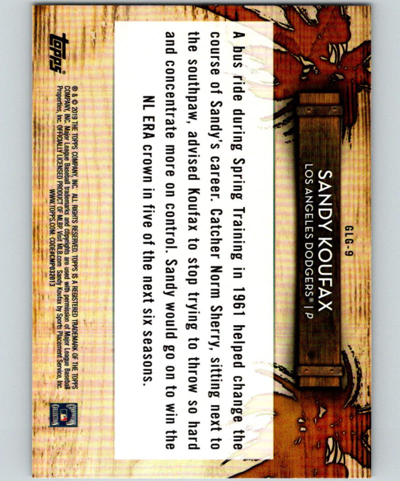 2019 Topps Grapefruit League Greats #GLG-9 Sandy Koufax MINT Los Angeles Dodgers 07510 Image 2