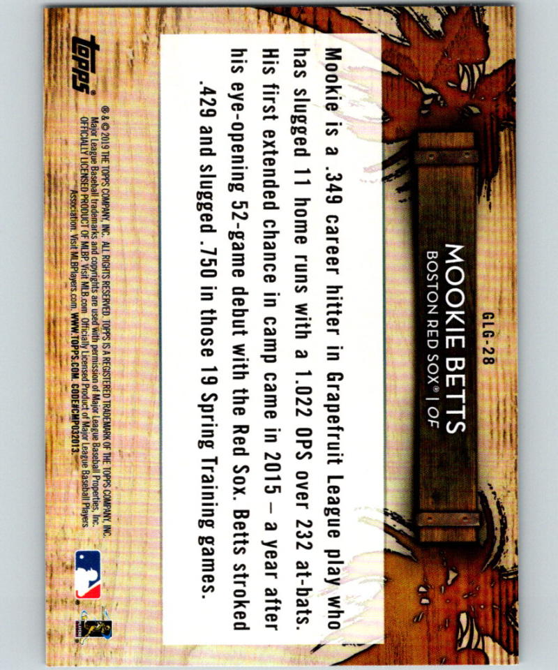 2019 Topps Grapefruit League Greats #GLG-28 Mookie Betts MINT Boston Red Sox 07514 Image 2