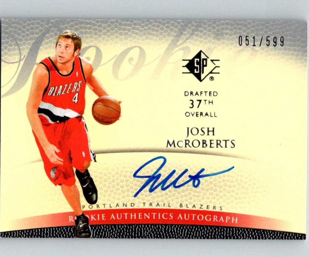 2007-08 SP Authentic Retail #141 Josh McRoberts 51/599 RC Rookie Auto 07538 Image 1
