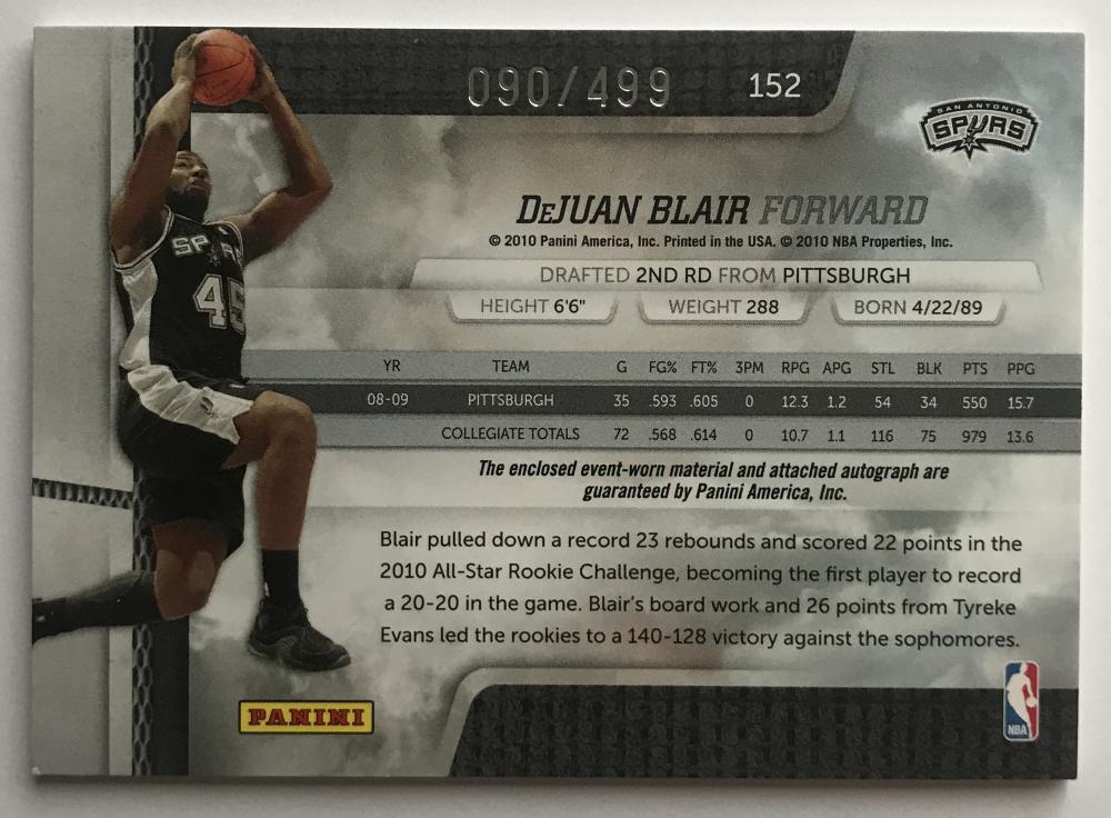 2009-10 Absolute Memorabilia #152 DeJuan Blair JSY 90/499 Rookie RC 07556