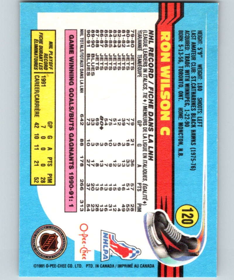1991-92 O-Pee-Chee #120 Ron Wilson Mint St. Louis Blues Image 2