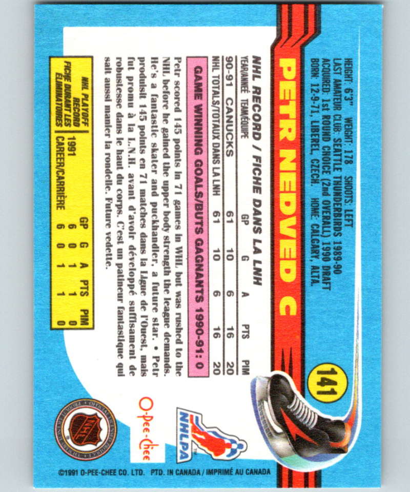 1991-92 O-Pee-Chee #141 Petr Nedved Mint Vancouver Canucks