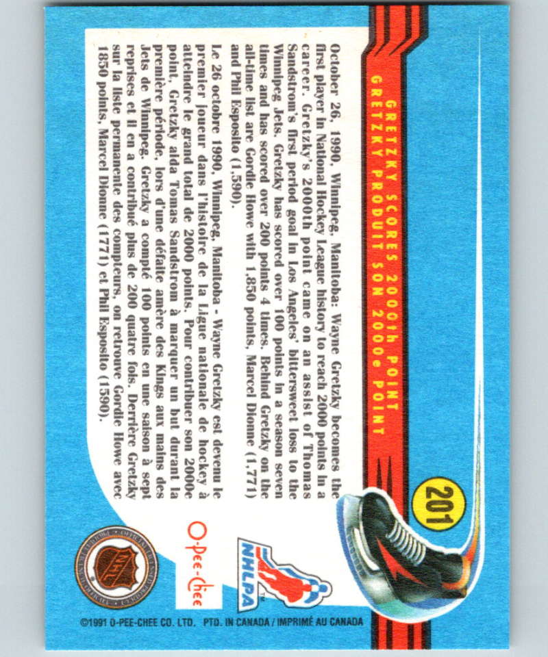 1991-92 O-Pee-Chee #201 Wayne Gretzky HL Mint Los Angeles Kings