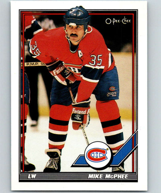 1991-92 O-Pee-Chee #252 Mike McPhee Mint Montreal Canadiens  Image 1