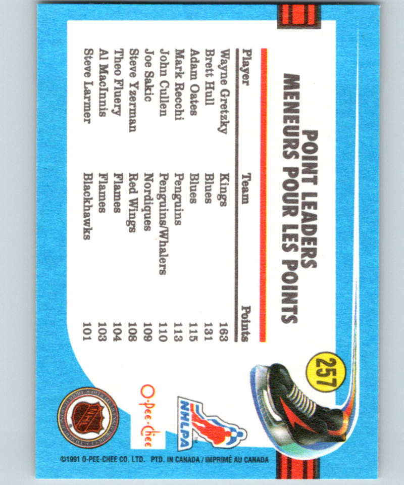 1991-92 O-Pee-Chee #257 Wayne Gretzky LL Mint Los Angeles Kings Image 2