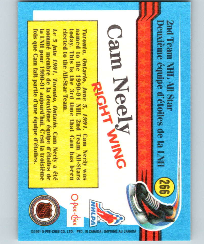 1991-92 O-Pee-Chee #266 Cam Neely AS Mint Boston Bruins Image 2