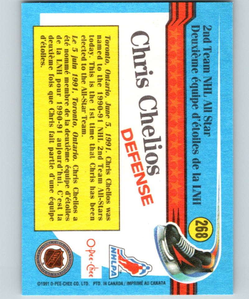 1991-92 O-Pee-Chee #268 Chris Chelios AS Mint Chicago Blackhawks Image 2