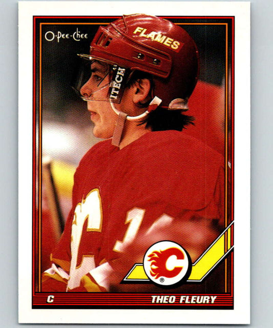 1991-92 O-Pee-Chee #282 Theo Fleury Mint Calgary Flames  Image 1