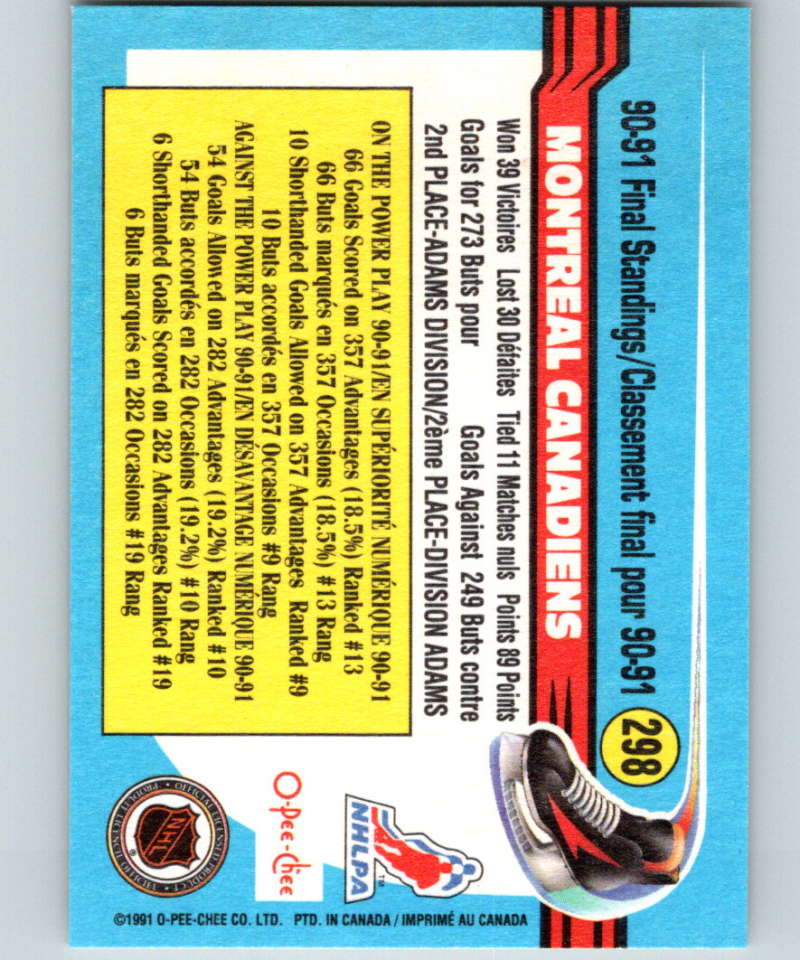 1991-92 O-Pee-Chee #298 Stephane Richer/Shayne Corson Mint Montreal Canadiens Image 2