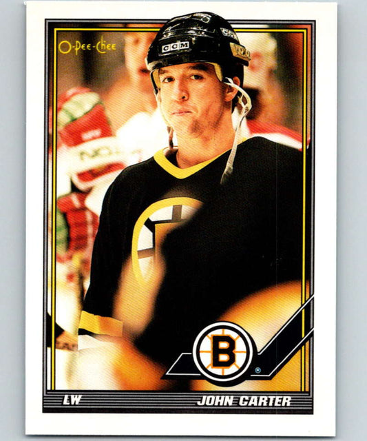 1991-92 O-Pee-Chee #300 John Carter Mint Boston Bruins  Image 1