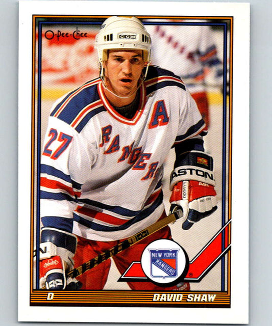 1991-92 O-Pee-Chee #306 David Shaw Mint New York Rangers  Image 1