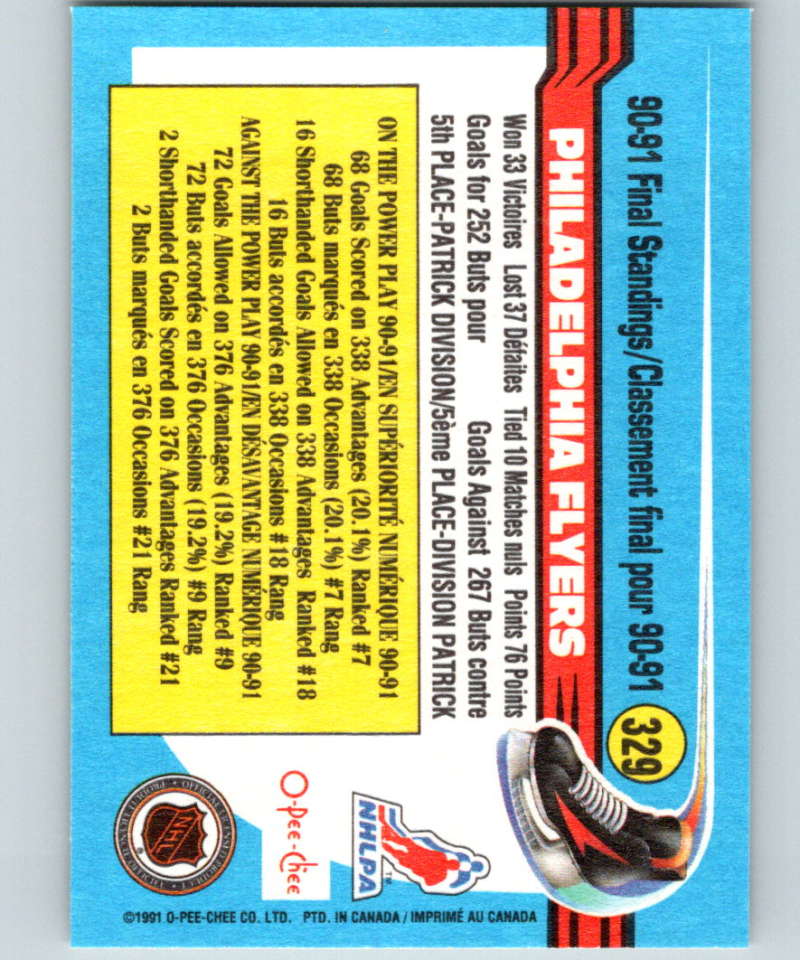 1991-92 O-Pee-Chee #329 Flyers Team Mint Image 2