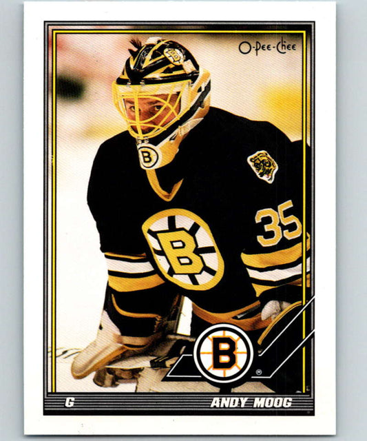 1991-92 O-Pee-Chee #338 Andy Moog Mint Boston Bruins  Image 1