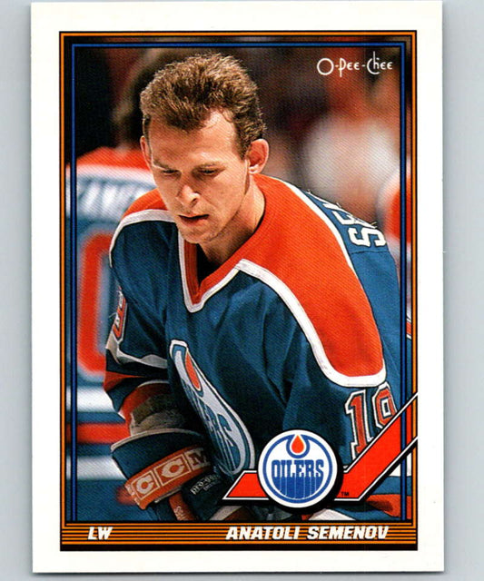 1991-92 O-Pee-Chee #390 Anatoli Semenov Mint Edmonton Oilers  Image 1