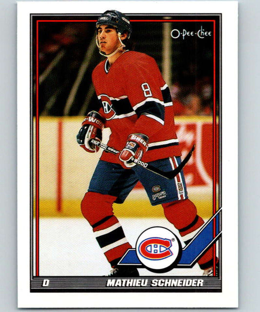 1991-92 O-Pee-Chee #392 Mathieu Schneider Mint Montreal Canadiens