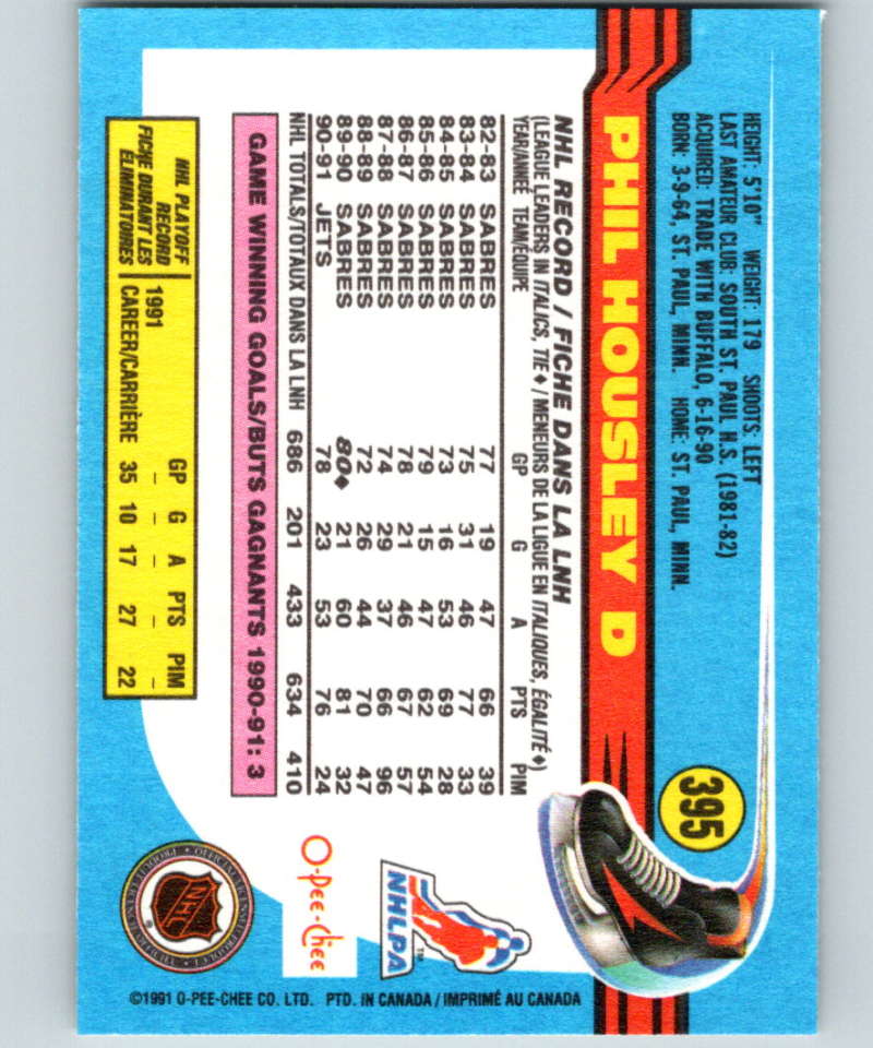 1991-92 O-Pee-Chee #395 Phil Housley Mint Winnipeg Jets Image 2