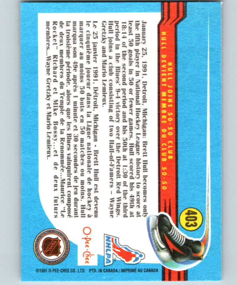 1991-92 O-Pee-Chee #403 Brett Hull HL Mint St. Louis Blues Image 2