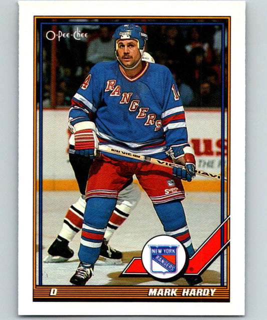 1991-92 O-Pee-Chee #406 Mark Hardy Mint New York Rangers  Image 1