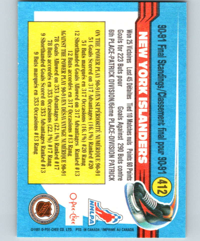 1991-92 O-Pee-Chee #412 Islanders Team Mint Image 2