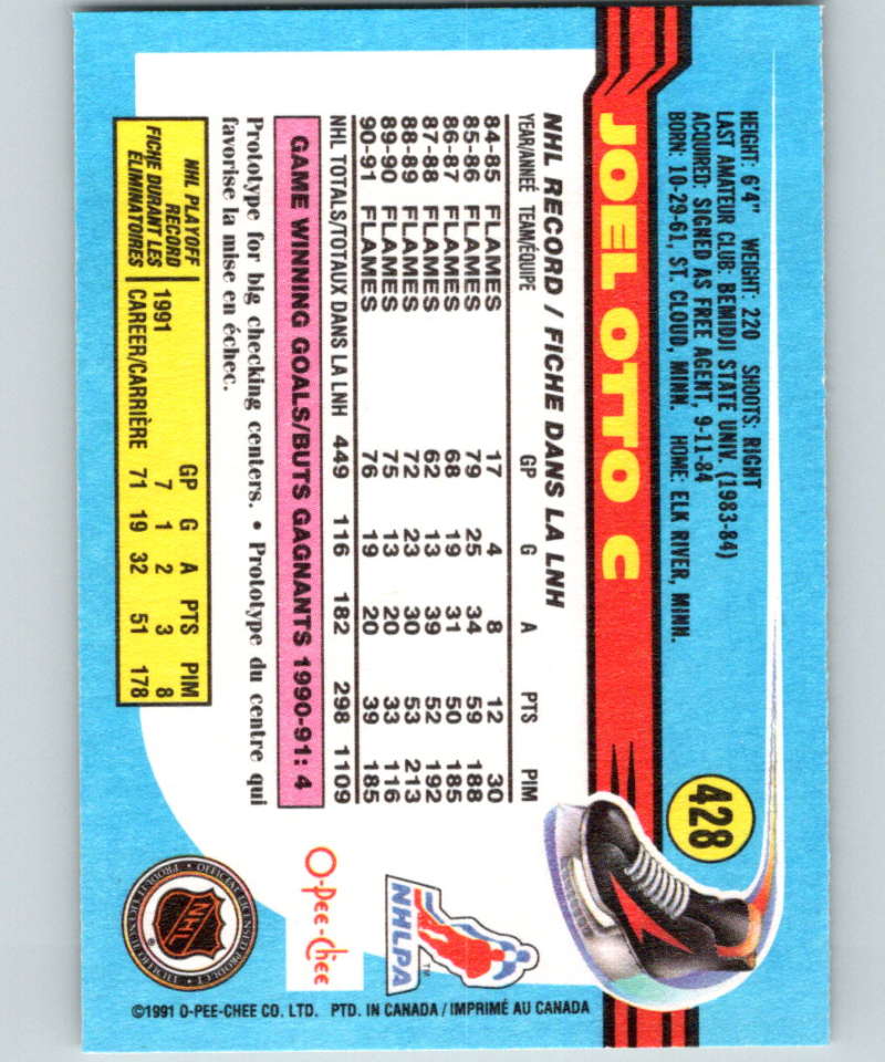1991-92 O-Pee-Chee #428 Joel Otto Mint Calgary Flames Image 2
