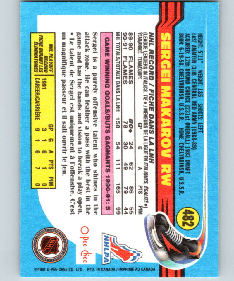 1991-92 O-Pee-Chee #482 Sergei Makarov Mint Calgary Flames