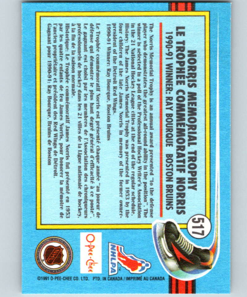 1991-92 O-Pee-Chee #517 Ray Bourque Mint Boston Bruins