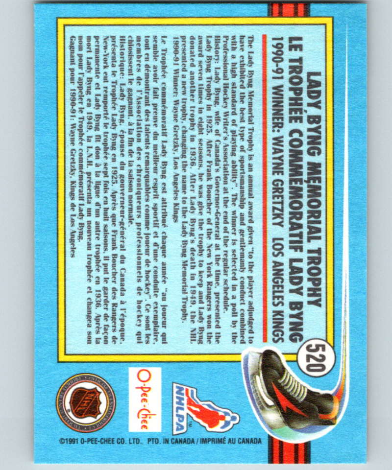 1991-92 O-Pee-Chee #520 Wayne Gretzky Mint Los Angeles Kings Image 2