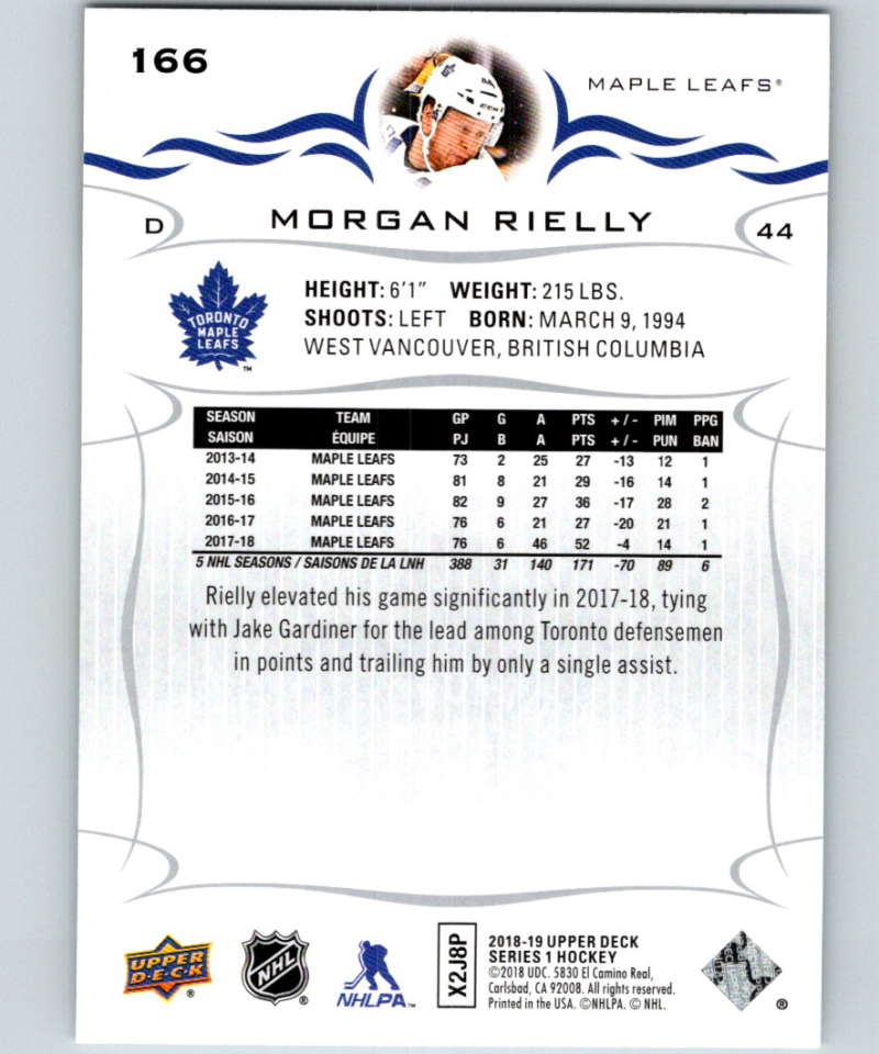 2018-19 Upper Deck #166 Morgan Rielly Mint Toronto Maple Leafs