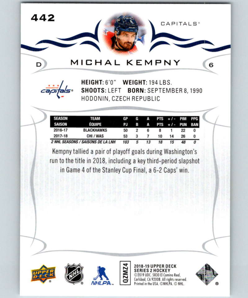 2018-19 Upper Deck #442 Michal Kempny Mint Washington Capitals Image 2