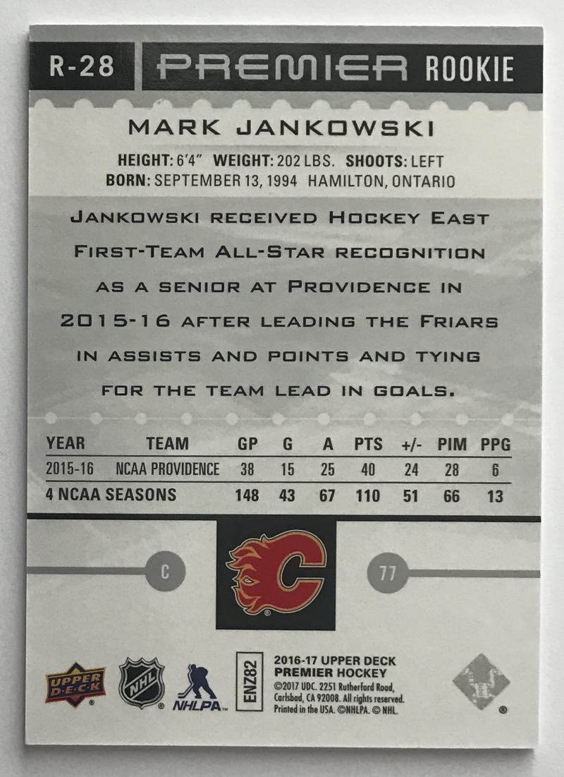 2016-17 Upper Deck Premier Rookies Mark Jankowski MINT 105/299 RC 05270