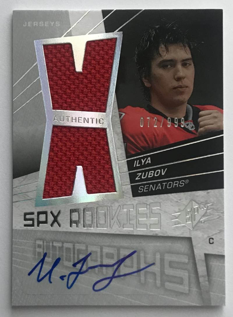 2008-09 SP SPx #177 Ilya Zubov Jersey MINT RC Rookie Auto 72/999 Jersey 05271 Image 1