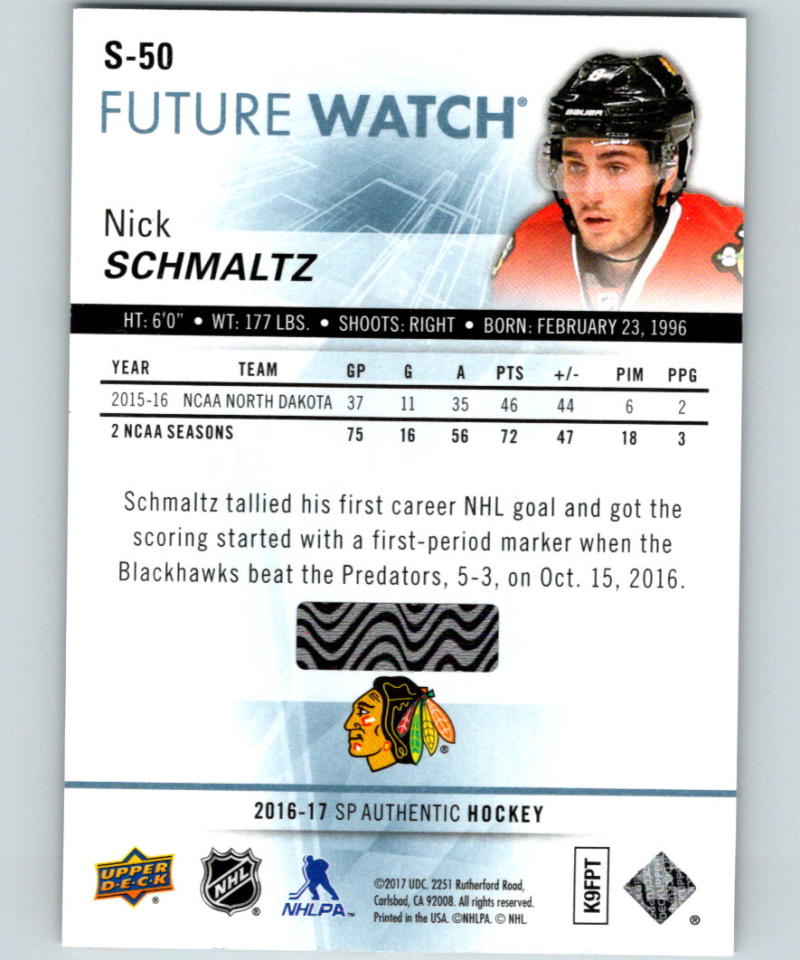 2016-17 Upper Deck SP Authentic Spectrum FX Nick Schmaltz Rookie 05278 Image 2