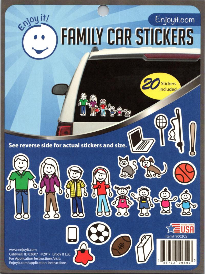 Family Car Coloured Stickers Perfect Cut Decal/Sticker 6" x 8" Sheet Image 1