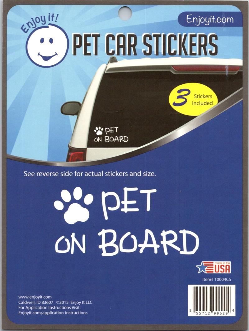 Pet On Board Stickers Perfect Cut Decal/Sticker 6" x 8" Sheet Image 1