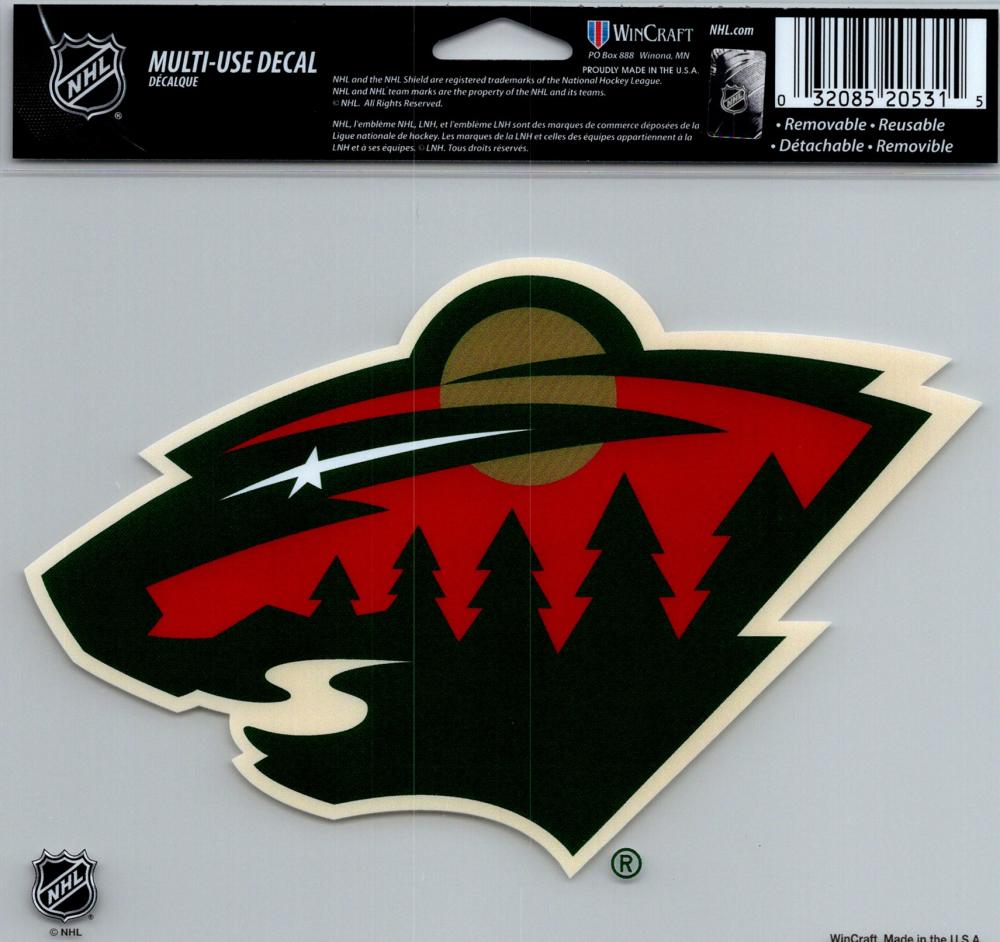 Minnesota Wild Multi-Use Decal Sticker 5"x6" NHL Clear Back Image 1