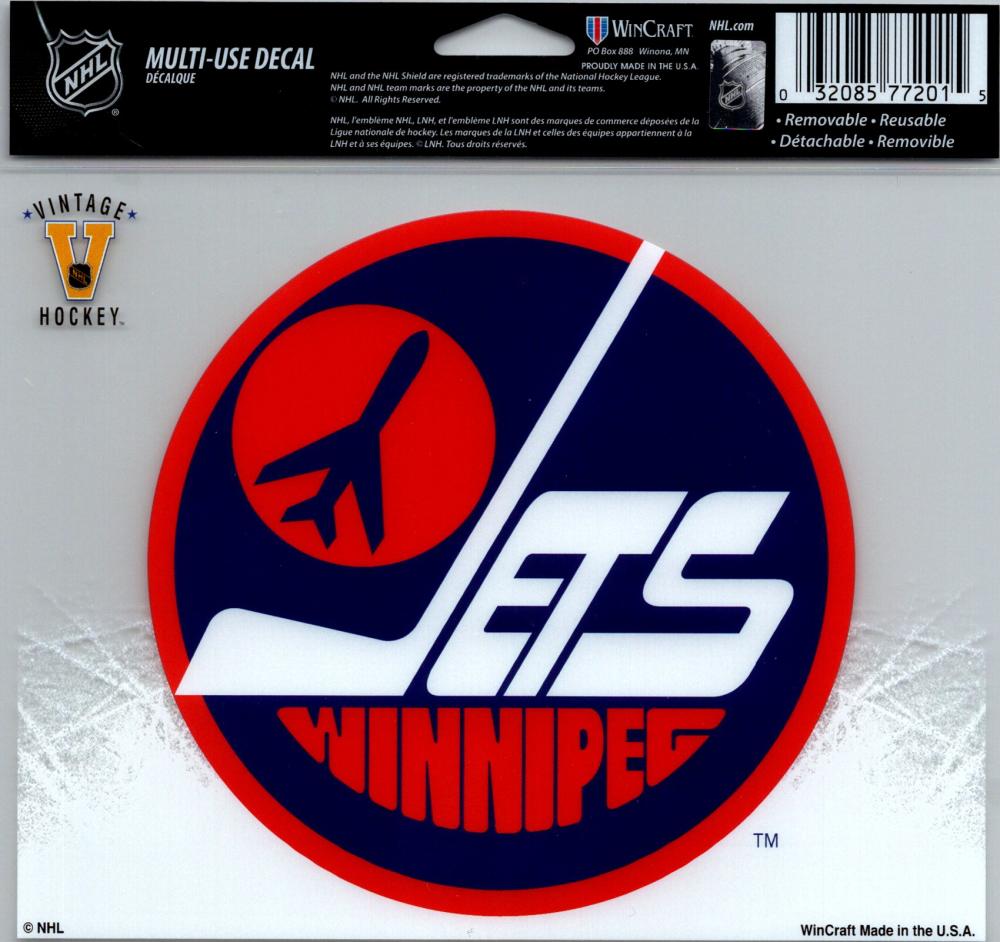 Winnipeg Jets Vintage Multi-Use Decal Sticker 5"x6" Clear Back