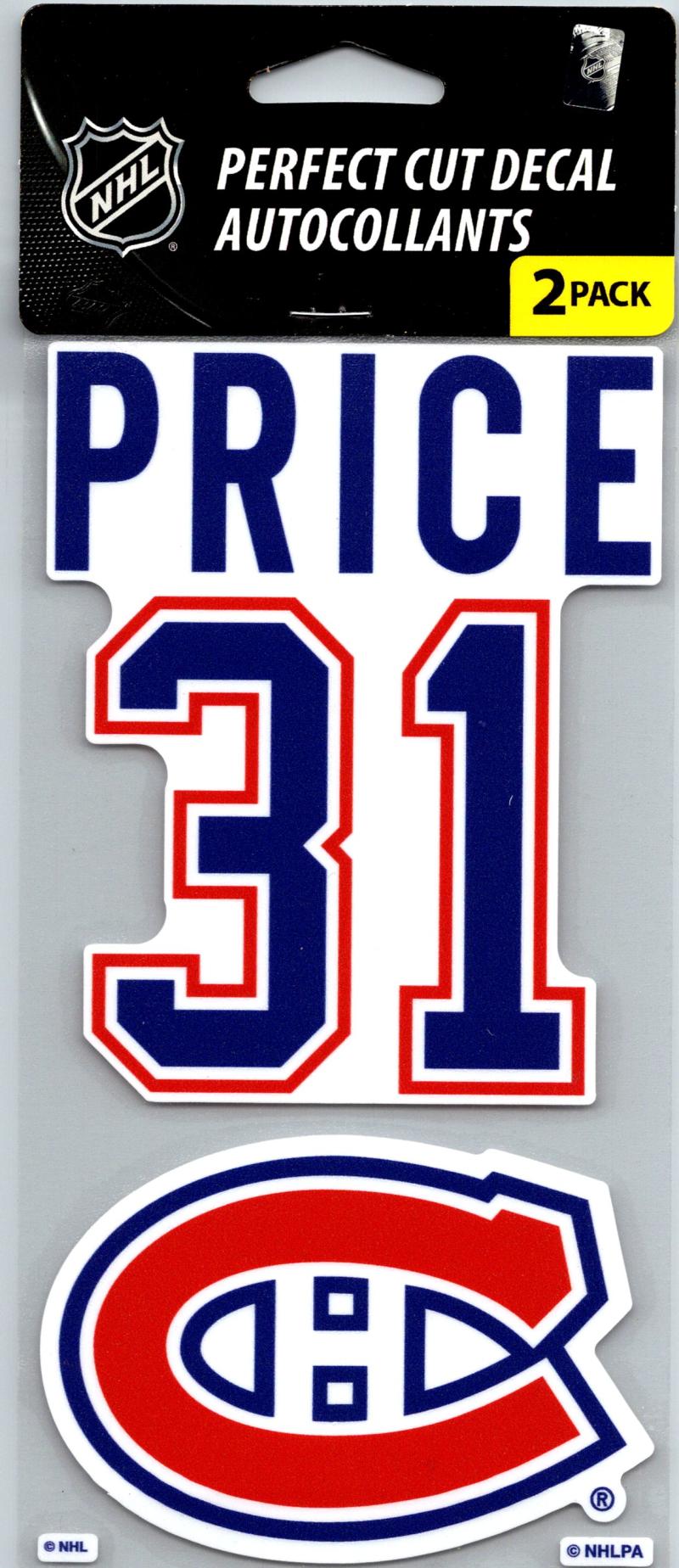 Montreal Canadiens Carey Price Perfect Cut Decal/Sticker Set of 2 NHL 4x4 Image 1