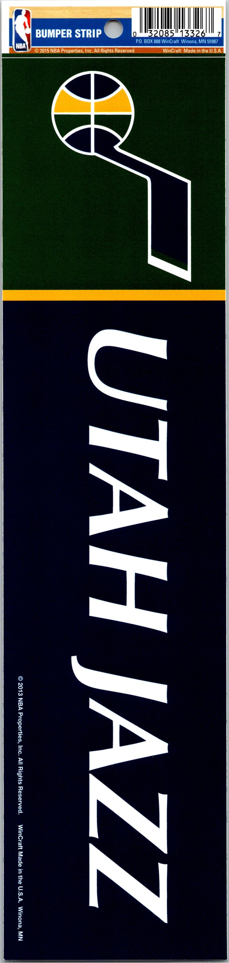 Utah Jazz 3" x 12" Bumper Strip NBA Sticker Decal Image 1