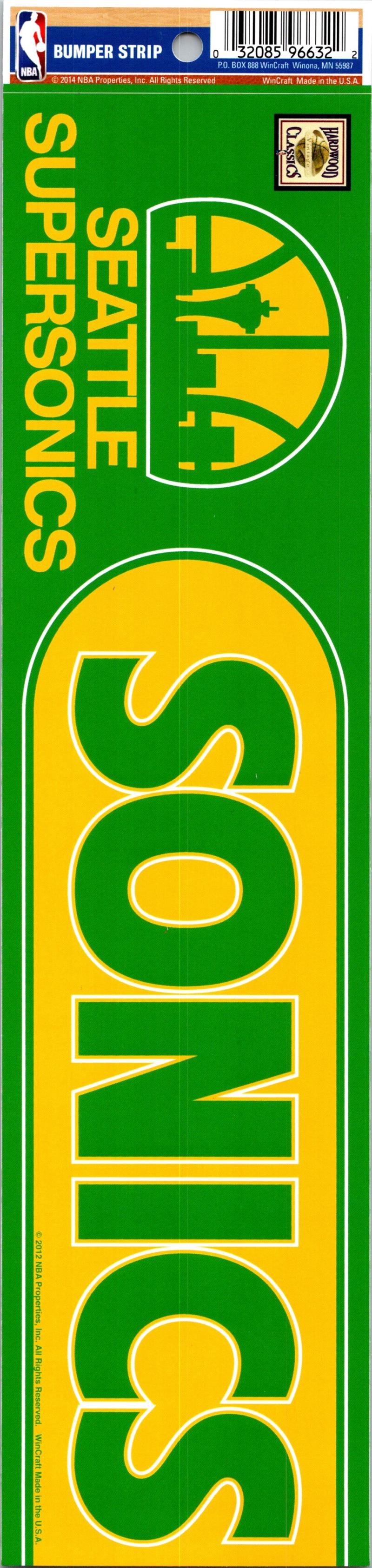 Seattle Supersonics 3" x 12" Bumper Strip NBA Sticker Decal