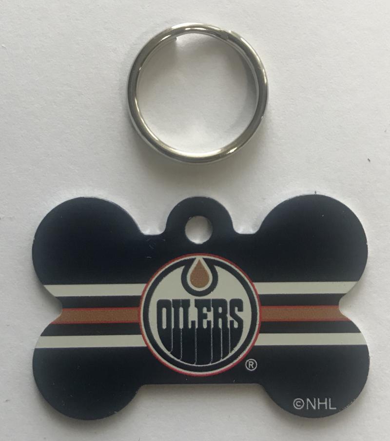 Edmonton Oilers NHL Hockey Bone ID Dog Tag with Ring Image 1
