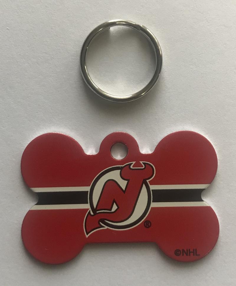 New Jersey Devils NHL Hockey Bone ID Dog Tag with Ring Image 1