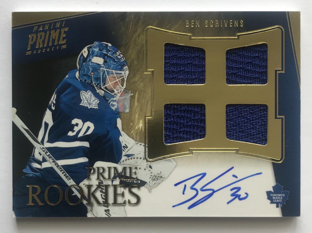 2011-12 Panini Prime Rookies Auto Jersey Ben Scrivens 196/199 RC 07594 Image 1