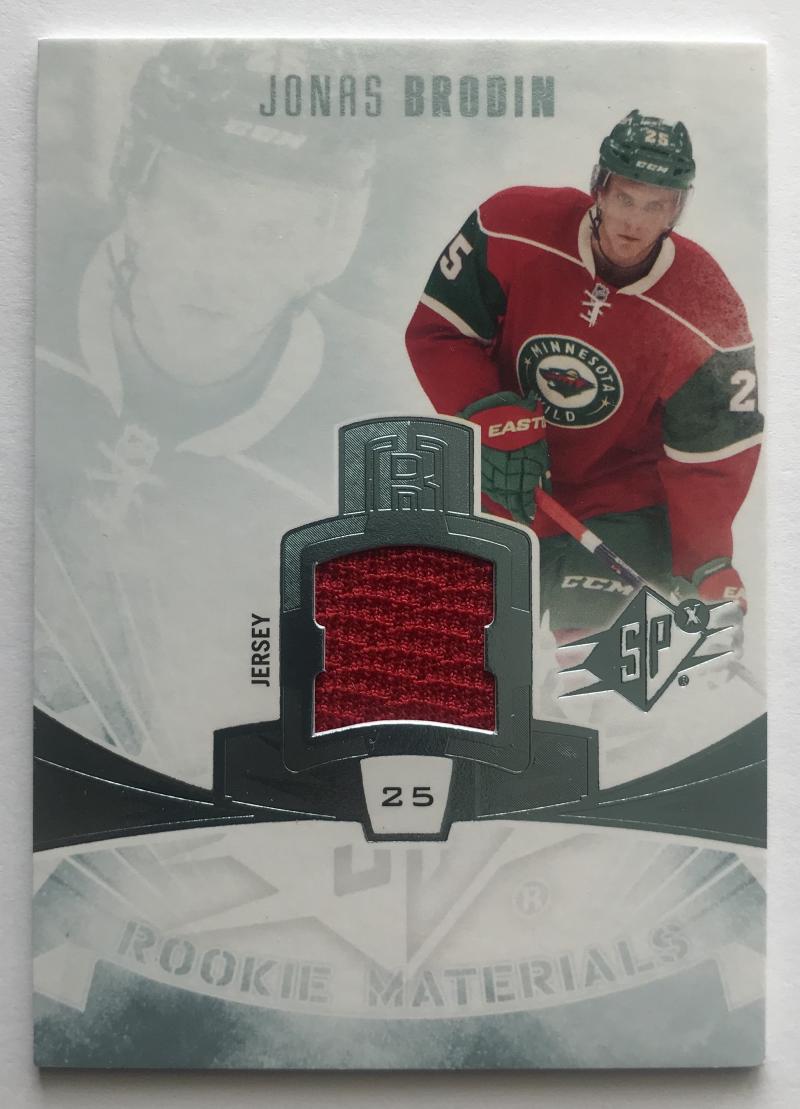 2013-14 Upper Deck SPx Rookie Materials #RM-JB Jonas Brodin Jersey MINT 07602 Image 1