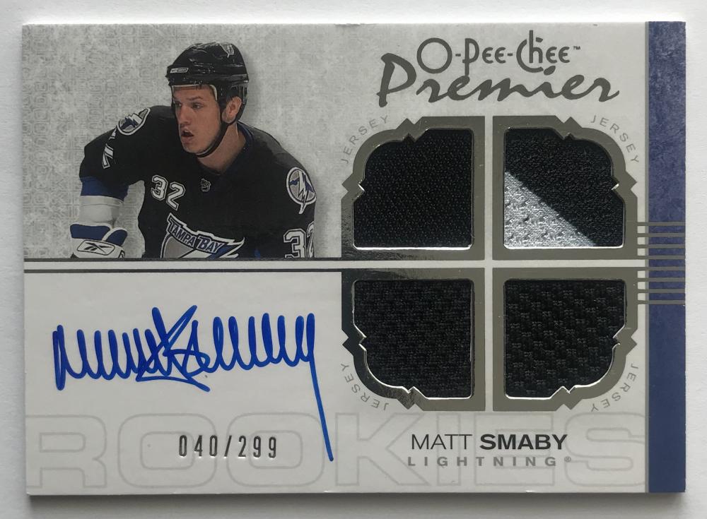 2007-08 O-Pee-Chee Premier Matt Smaby Jersey MINT RC Rookie 40/299 Auto 07610 Image 1
