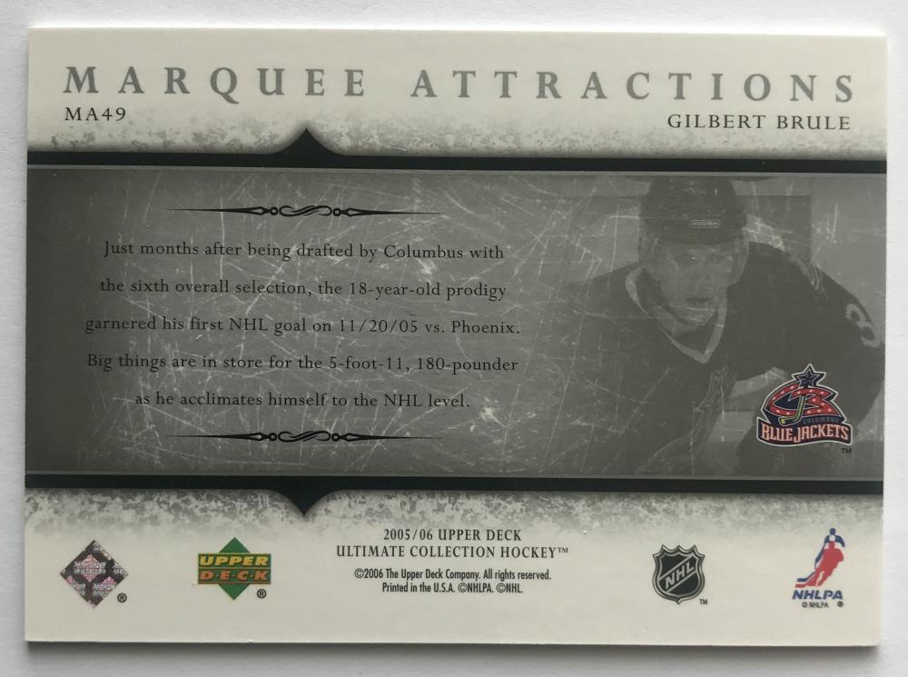 2005-06 Ultimate Collection Marquee Attractions Gilbert Brule 108/250 07612