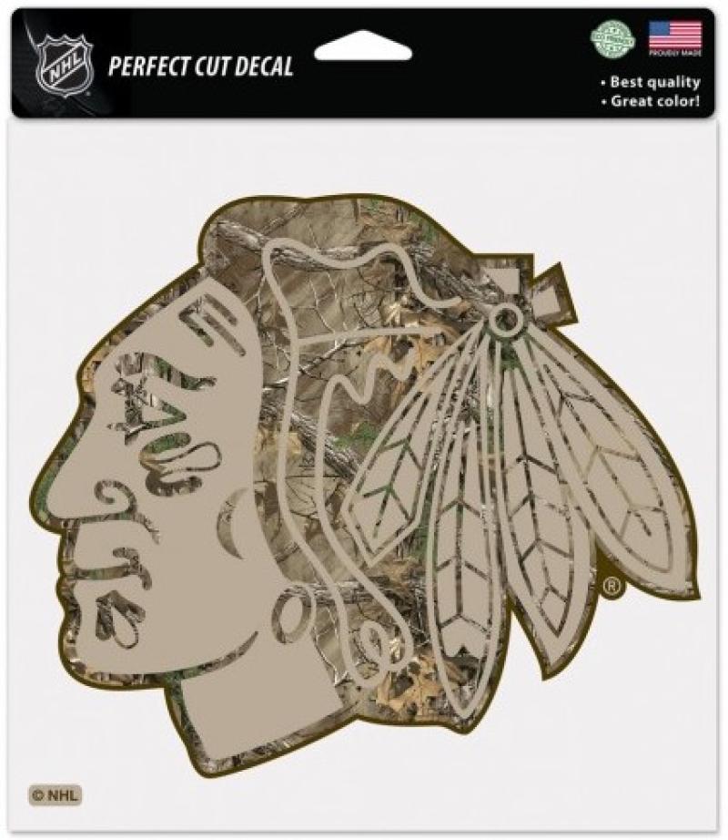 Chicago Blackhawks Camo Perfect Cut 8"x8" Large Licensed Decal Sticker Image 1