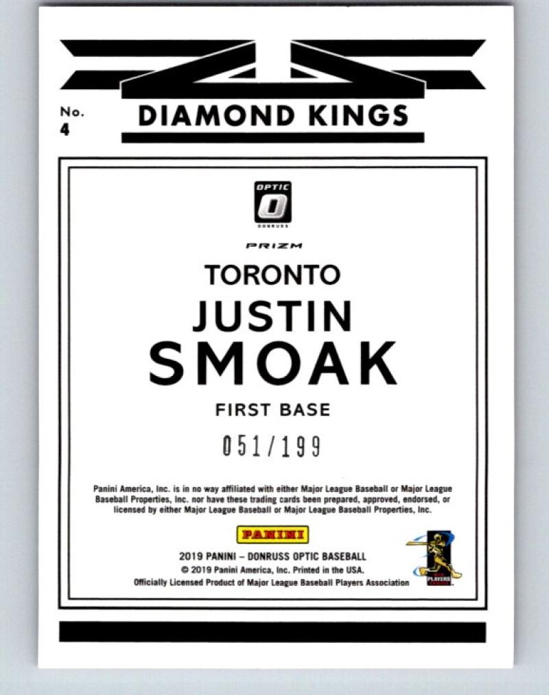 2019 Donruss Optic Pink #4 Justin Smoak Diamond King Toronto Blue Jays 07634